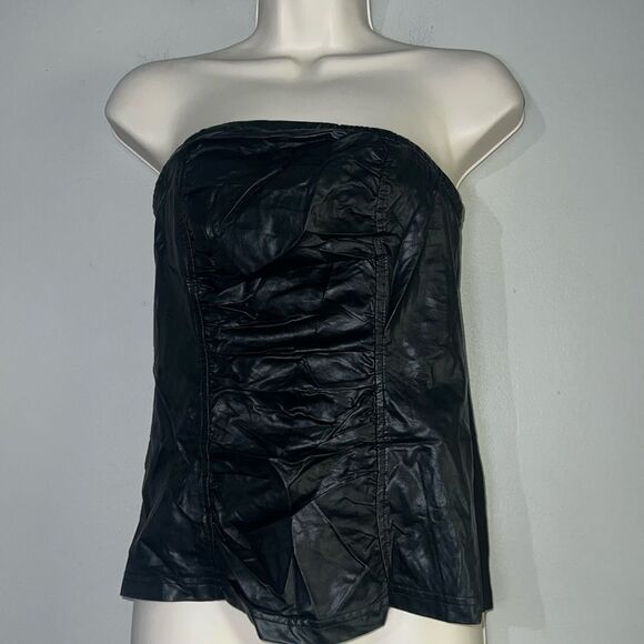 Marc New York faux leather strapless corset style top - Picture 1 of 6
